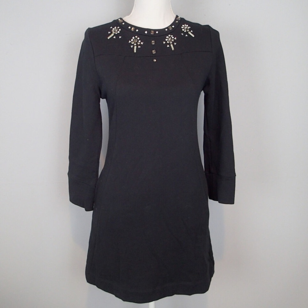 French Connection Black Dress with Embellished Neckline